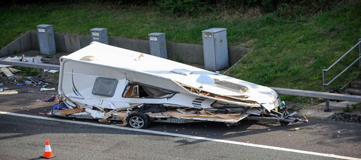 Caravan Damaged in a Road Accident