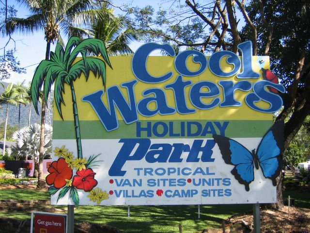 Cool Waters Holiday Park welcome sign