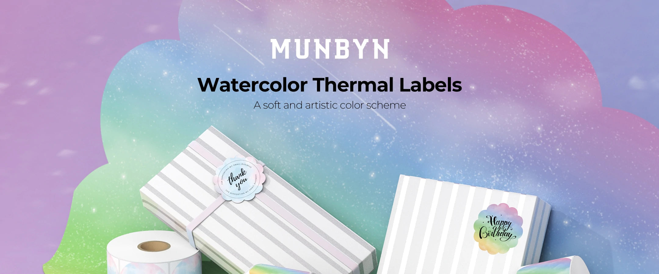 MUNBYN provides two kinds of watercolor square thermal labels.