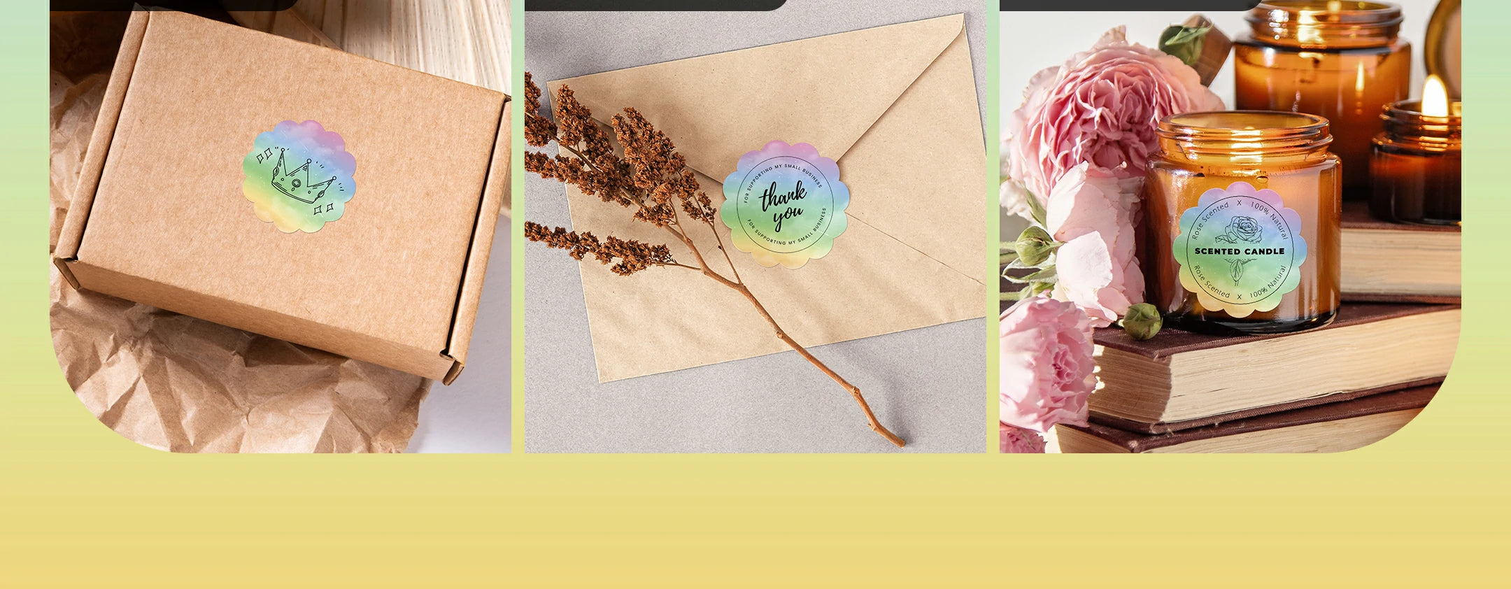 MUNBYN's watercolor square labels can be used as labels for envelopes, packages, and candle jars.
