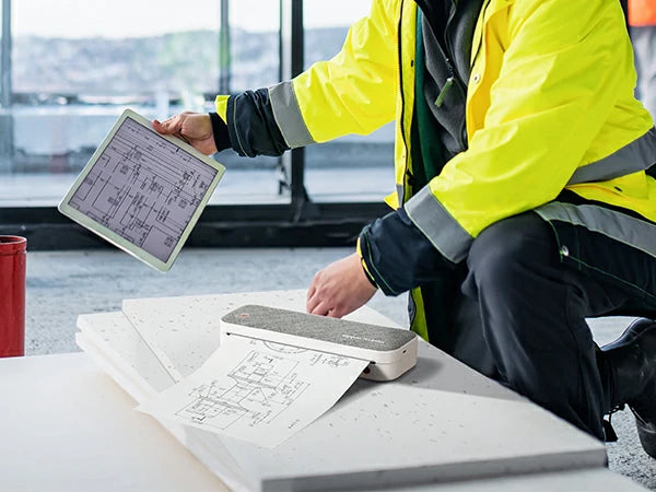 Workers will be able to promptly produce detailed CAD drawings for their team using MUNBYN A4 portable printers. 