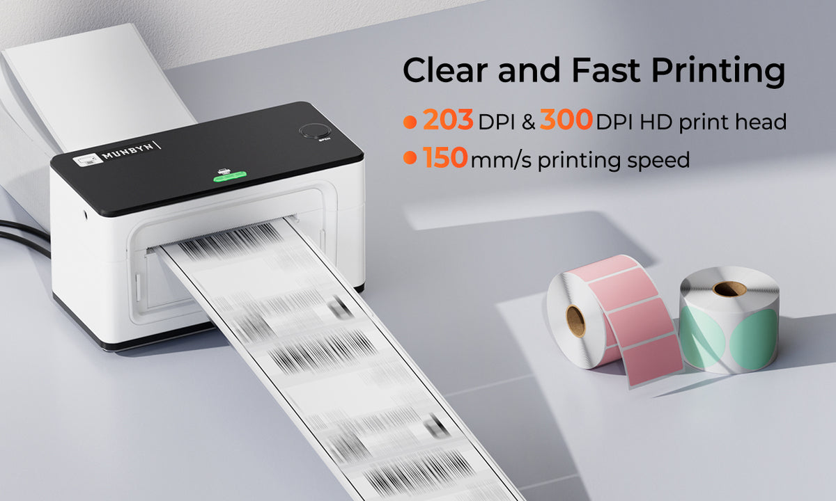 MUNBYN P941 Thermal Label Printer can print labels at the speed of 150mm per second.