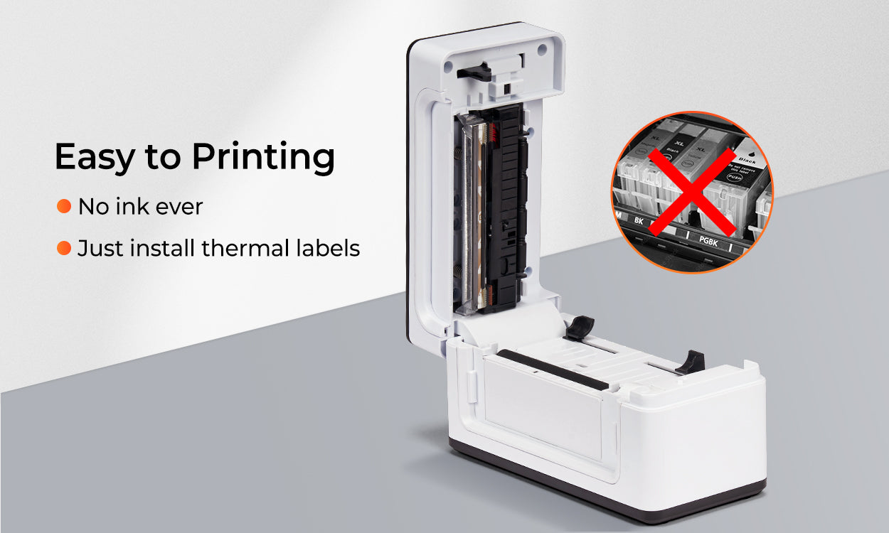 MUNBYN P941B Bluetooth label printer is easy to use without ink.