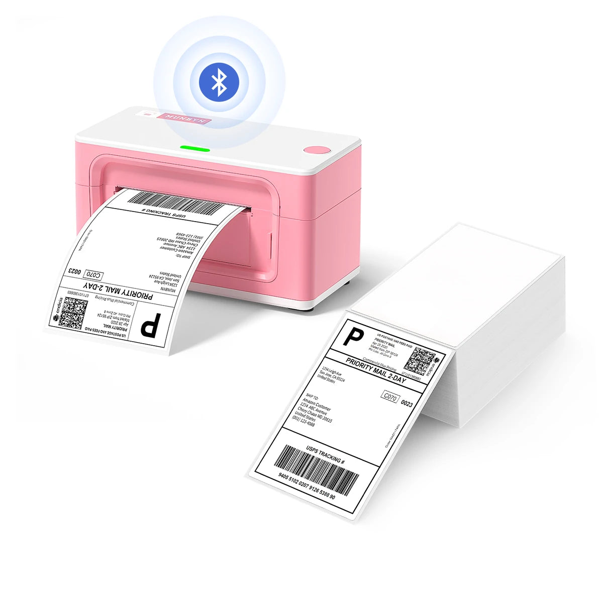 MUNBYN Bluetooth Thermal Label Printer P941B Starter Kit | Pink