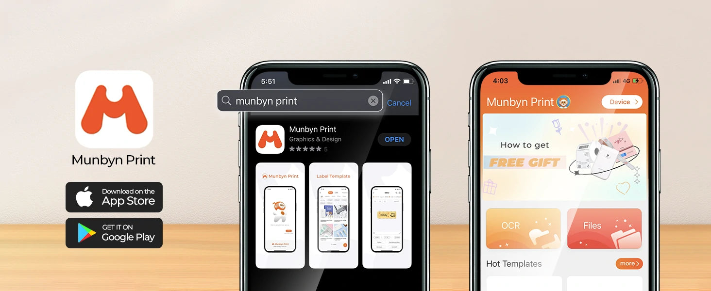Download MUNBYN Print app to design and print stickers and labels.