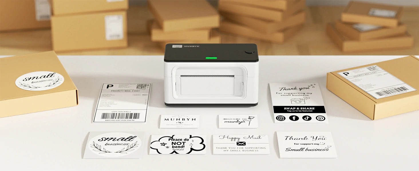 MUNBYN Bluetooth printer P941B can handle labels and stickers of various sizes, so you can use it for different purposes.