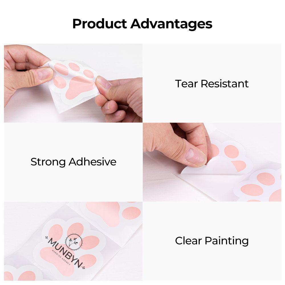 Pet paw sticker labels are tear-resistant, have strong adhesion, and high print quality.