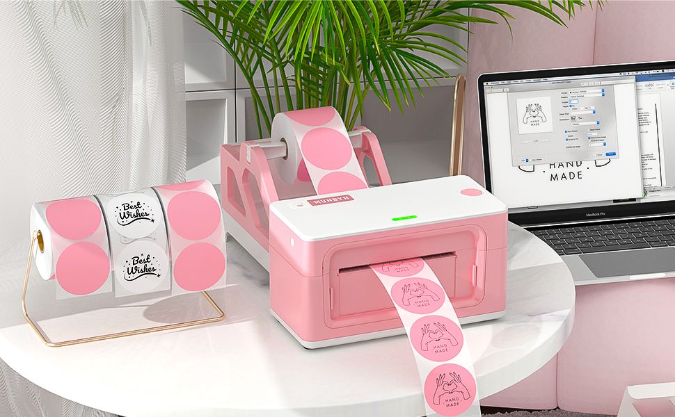 MUNBYN®  Pink Sticker Label Roll Holder