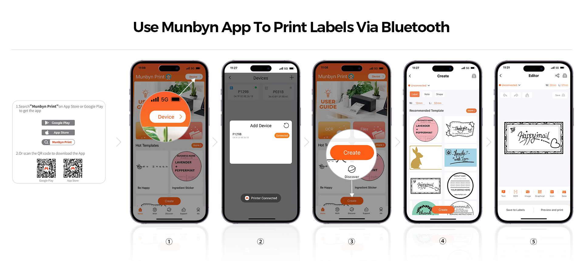 The MUNBYN Bluetooth printer is easy to use and compatible with MUNBYN Print app.