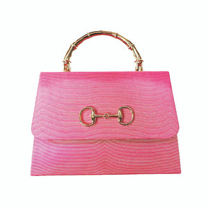 Pink Faille Lulu - Gold Bamboo Handle - Ada & Lo 