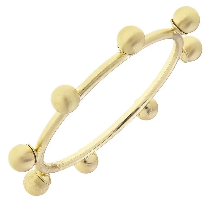 Allison Ball Bead Bangle in Satin Metal