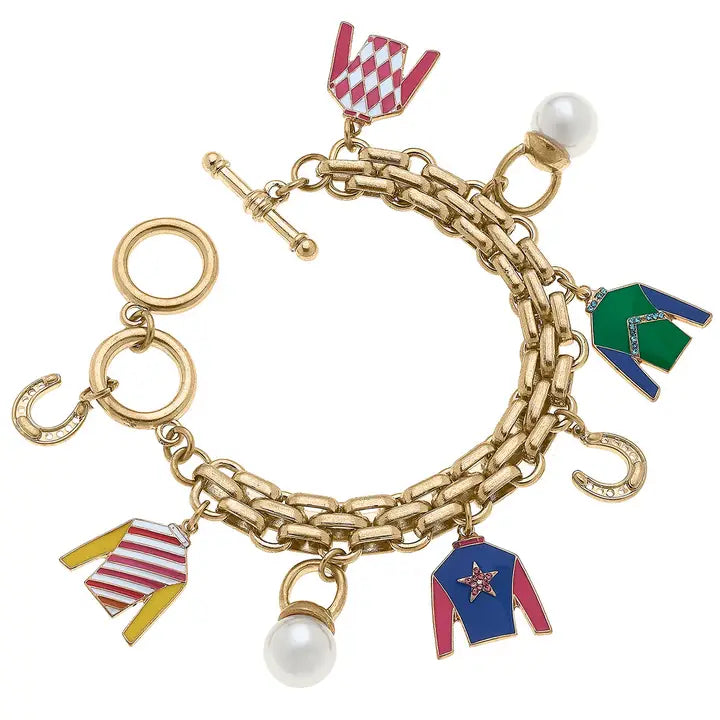 Front Runner Jockey Silks Enamel Charm Bracelet in Multi