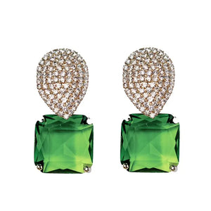 Retro Pave Crystal and Peridot Gum Drop Earrings - Ada & Lo 