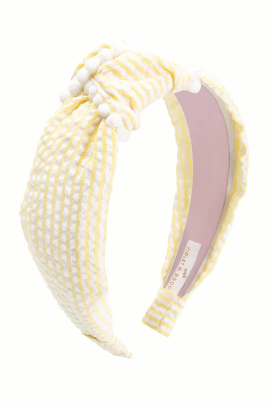 Skylar Pom Pom Headband - Lemon Yellow