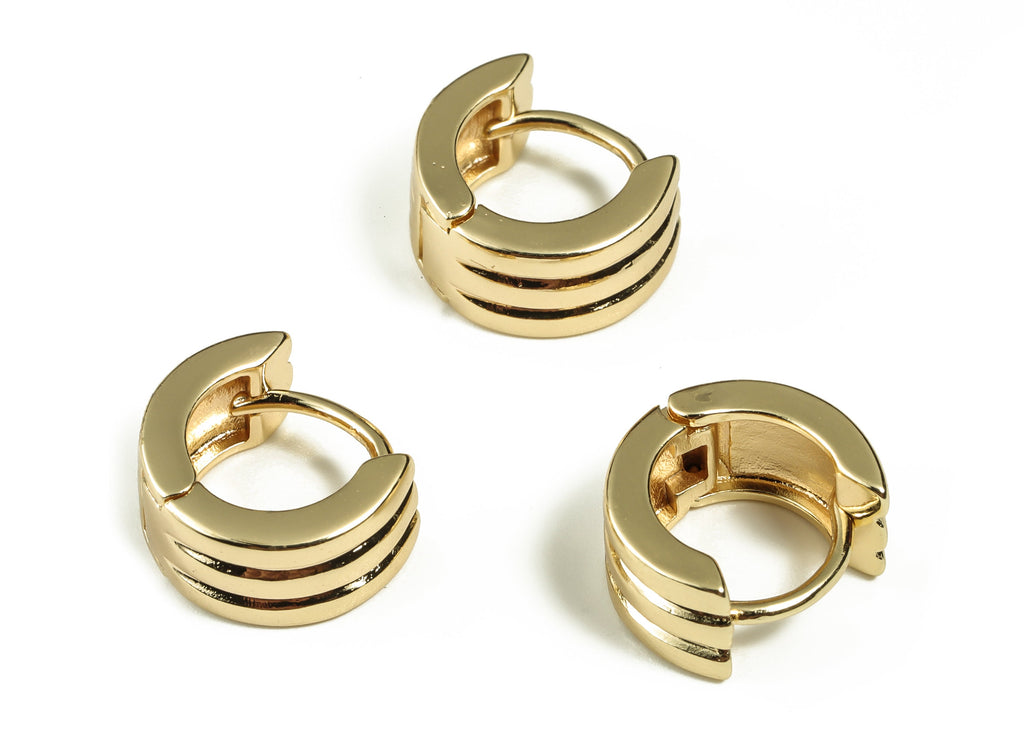 Gold Huggie Hoop Earrings - 18K Gold Plated Brass Hoop Findings