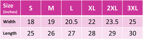 Ladies FL L3930R size chart