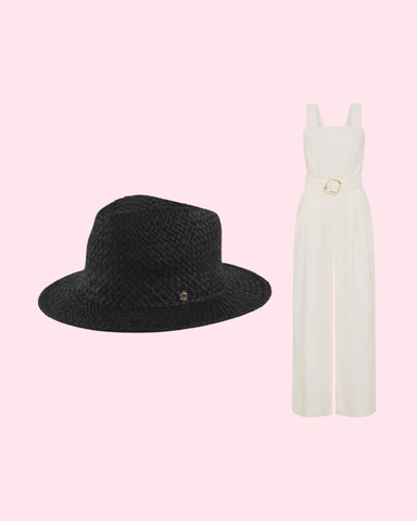 city chic look with wide brim hat