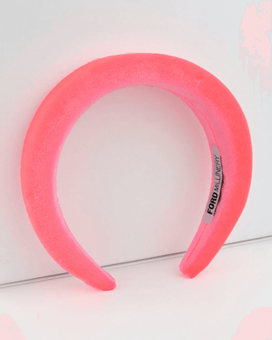 rachel headband fluoro pink velvet