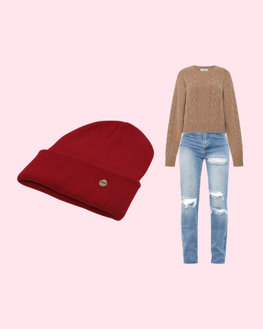 winter outfit with a beanie