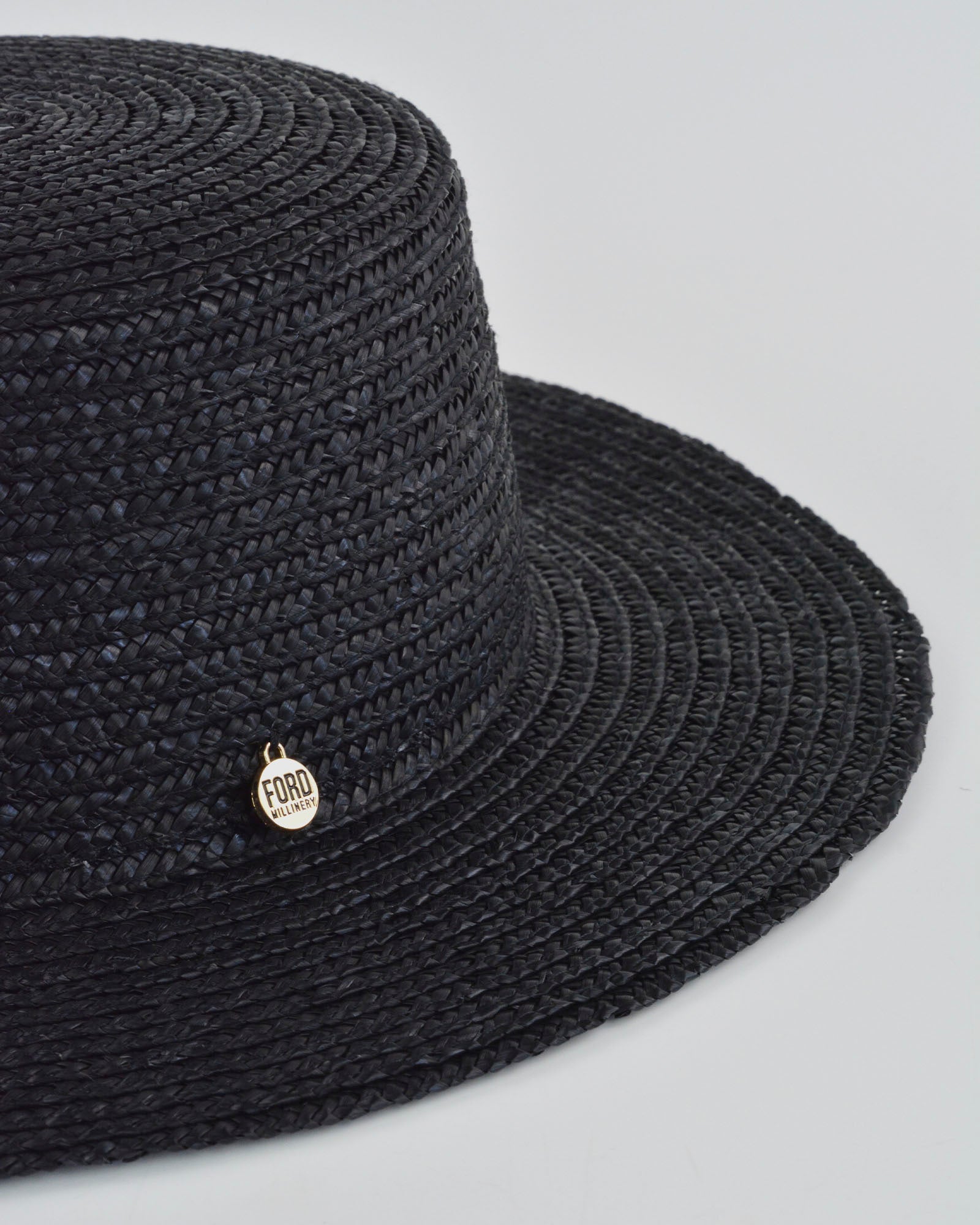 black boater hat