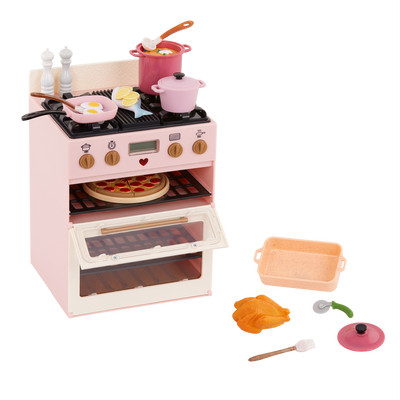 Red Gourmet Kitchen, Dollhouse Cooking Furniture