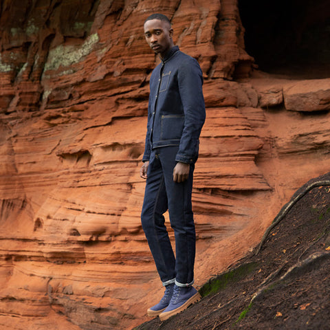 Mannequin masculin porte veste et jeans en Denim Lin