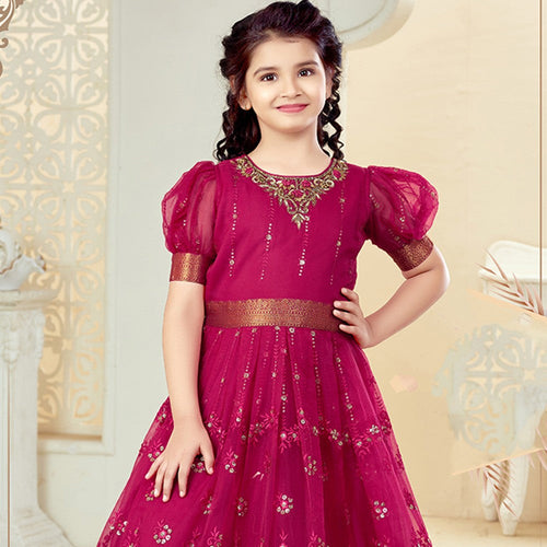 Pure banarasi Silk embrodiary work Blue Long Frock with Mom 42 chest  47602  Buy Kids Wear Online