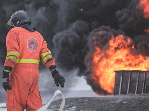 billowing smoke at a fire scene