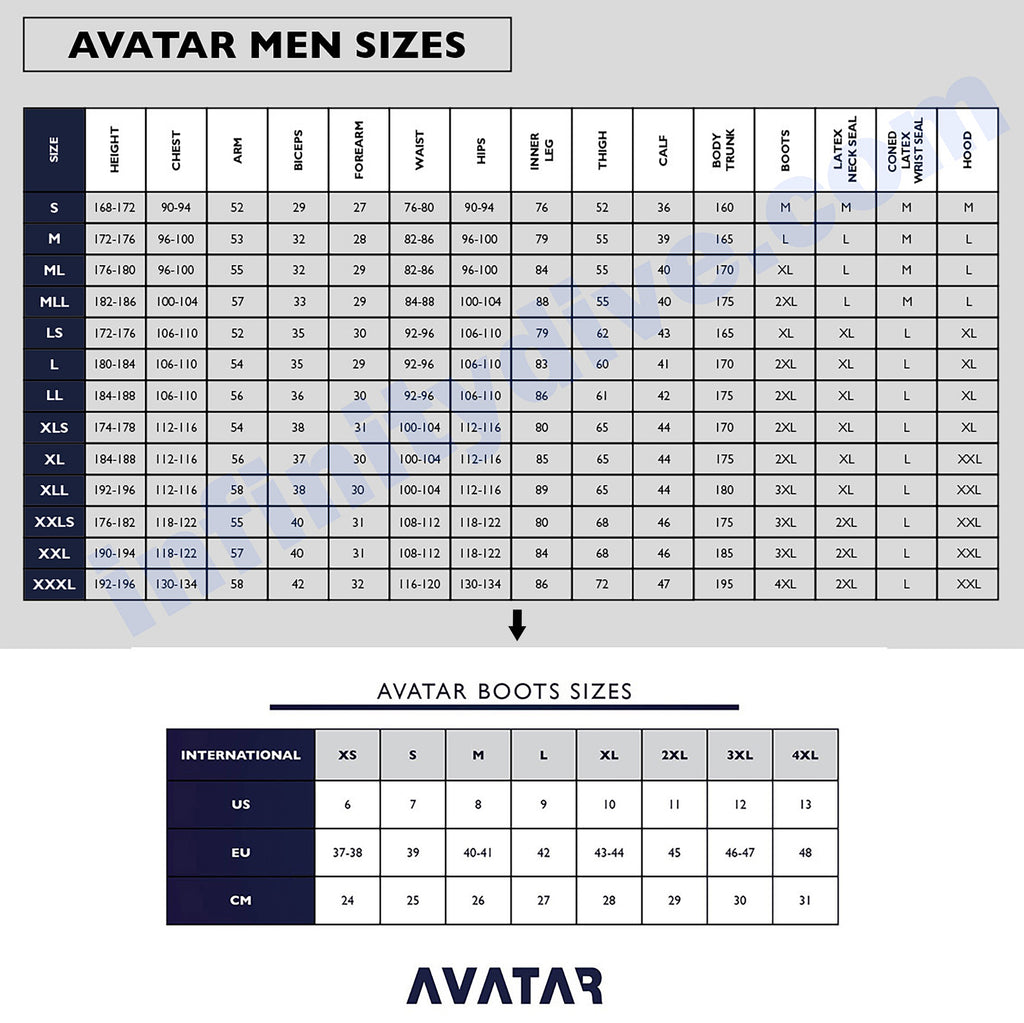 avatar drysuit mens size