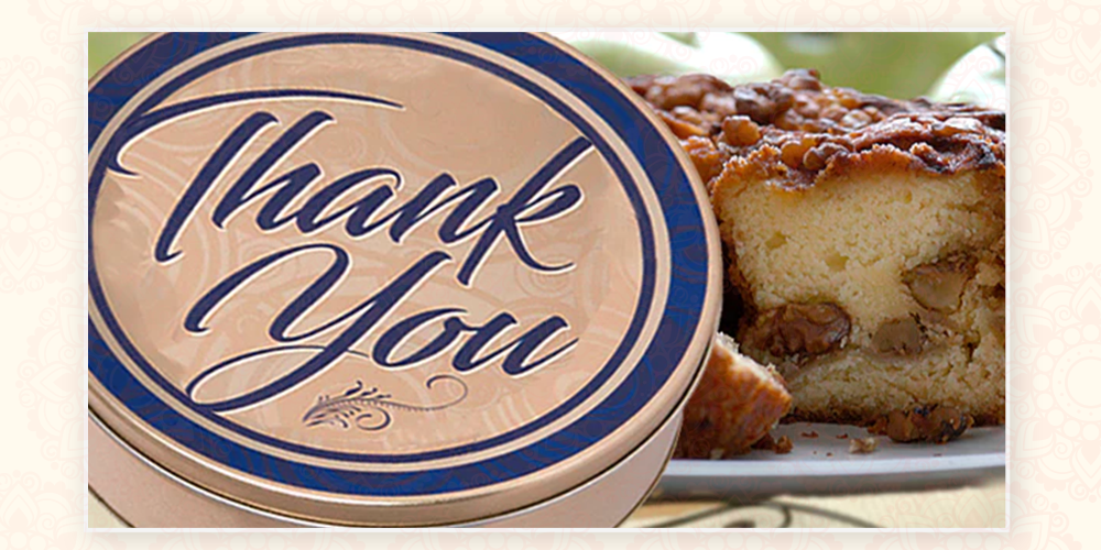 Traditional Cinnamon Walnut Cake in a Thank You Gift Tin