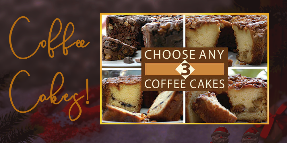 Cake Trio Magic: Custom Choice Traditional Coffee Cake Sampler (3 cakes)