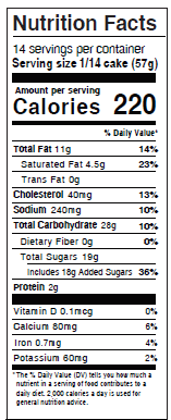 Pineapple Coconut Coffee Cake Nutrition Facts