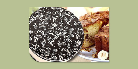 Traditional Cinnamon Walnut Cake in a Dazzling Gift Tin