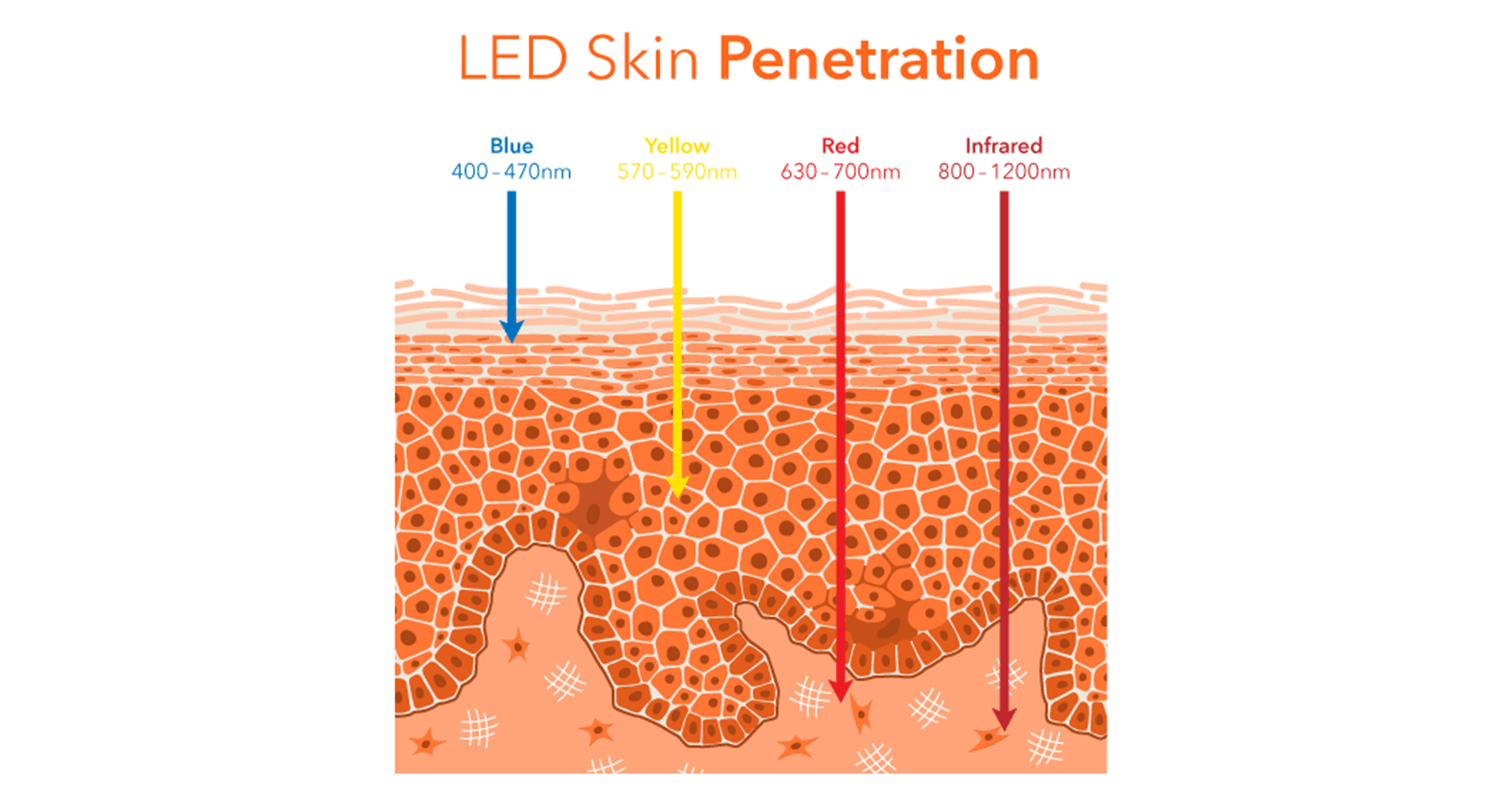LED skin penetration by type
