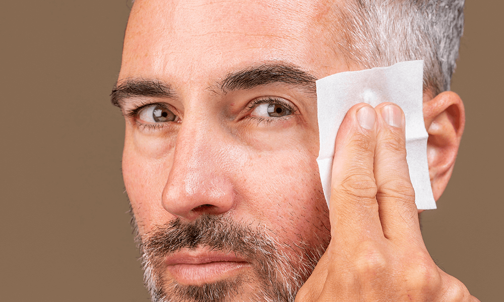 Man using Alpha Beta Daily Peel