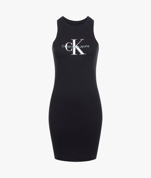 Calkin Klein black mono logo rib dress