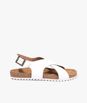 Barbour white crossover sandals