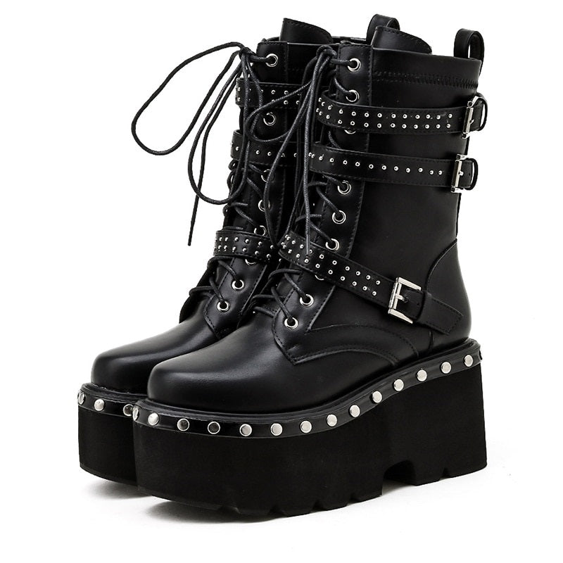 Gothic Fashion High Boots - Pastel Kitten