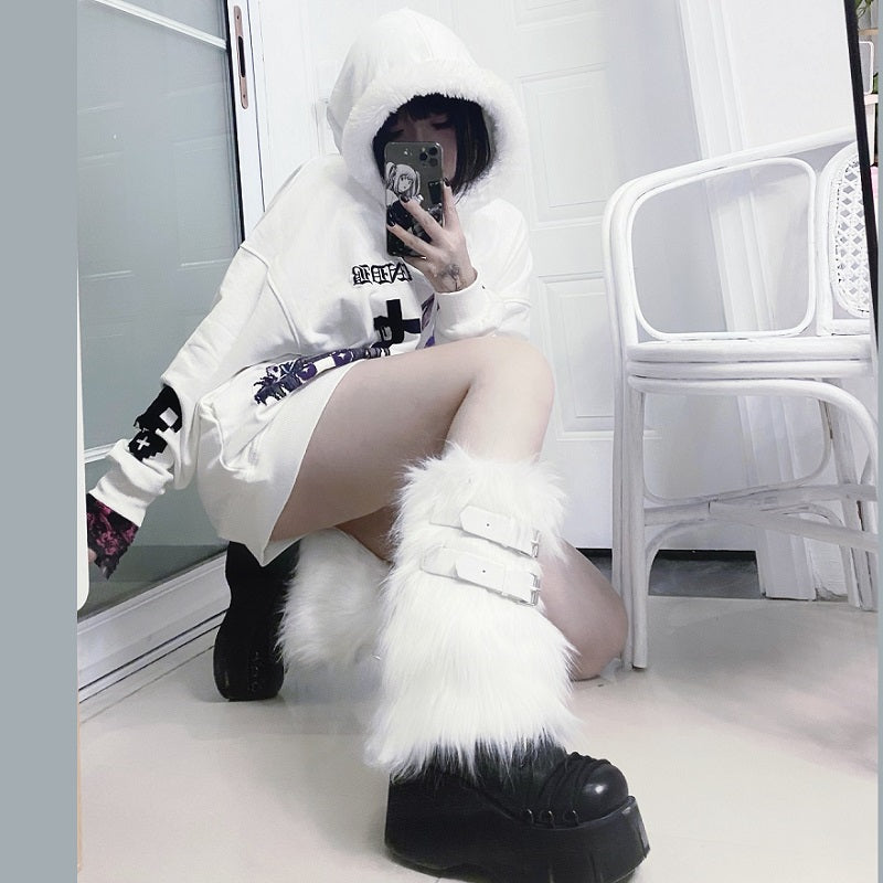 Harajuku Y2K Furry Leg Warmers