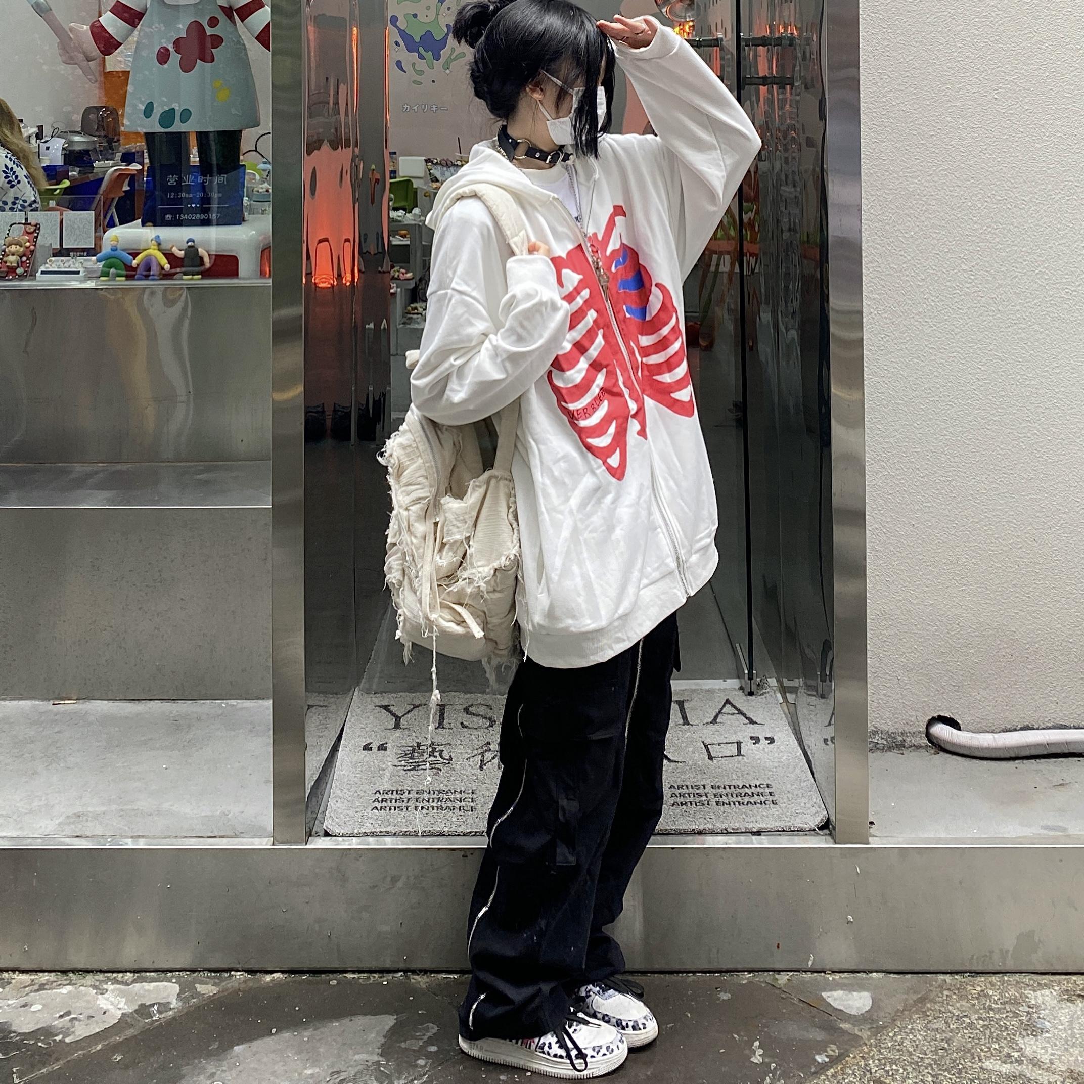 Y2k Aesthetic Harajuku Emo Hoodie - Pastel Kitten