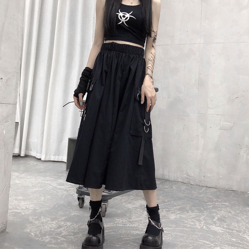 Gothic High Waist Cargo Skirt - Pastel Gothic Clothing & Stuff