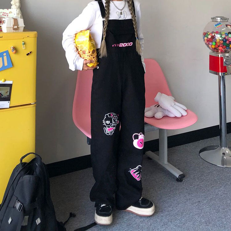 Y2K Harajuku Overalls - Pastel Kitten