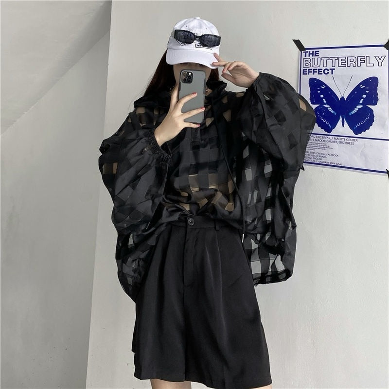 Korean Style Transparent Techwear Hoodie - Pastel Gothic Clothing & Stuff