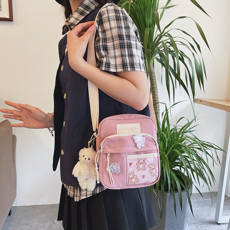 Japanese Aesthetic Shoulder Bag - Pastel Kitten