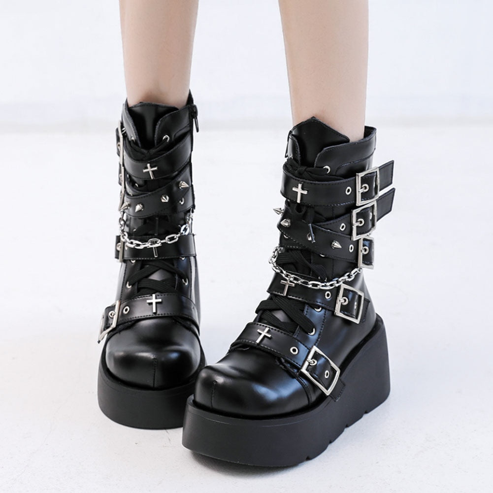 Gothic Platform Ankle Boots - Pastel Gothic Clothing & Stuff