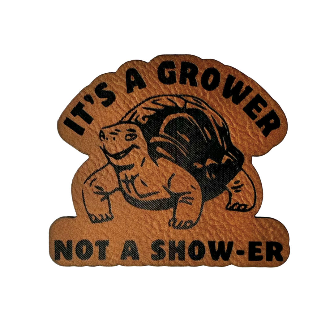 It’s a Grower Not a Show-er Patch - Brown Leather