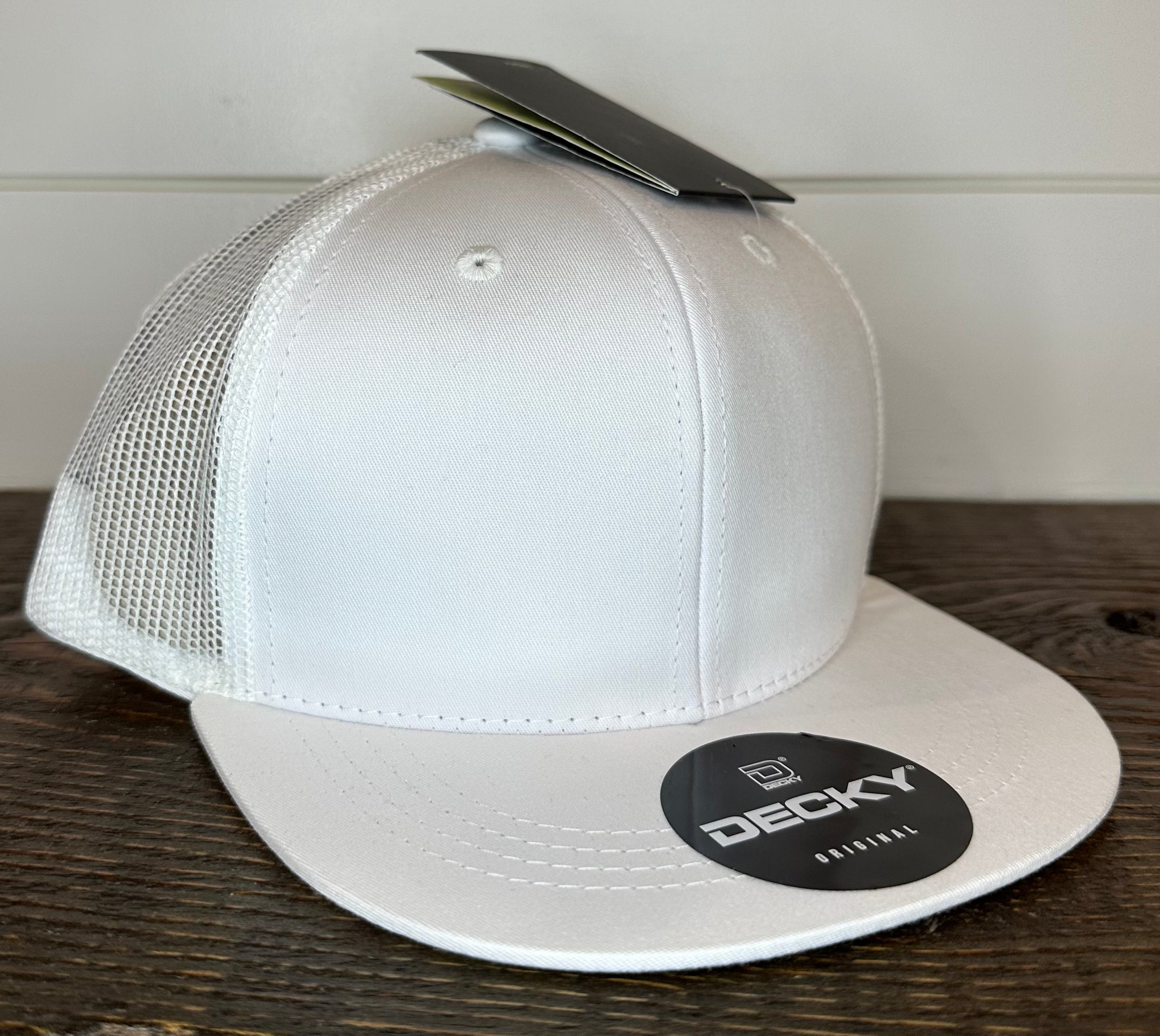 YOUTH KIDS SIZE Decky Flat Bill Trucker Hat - White
