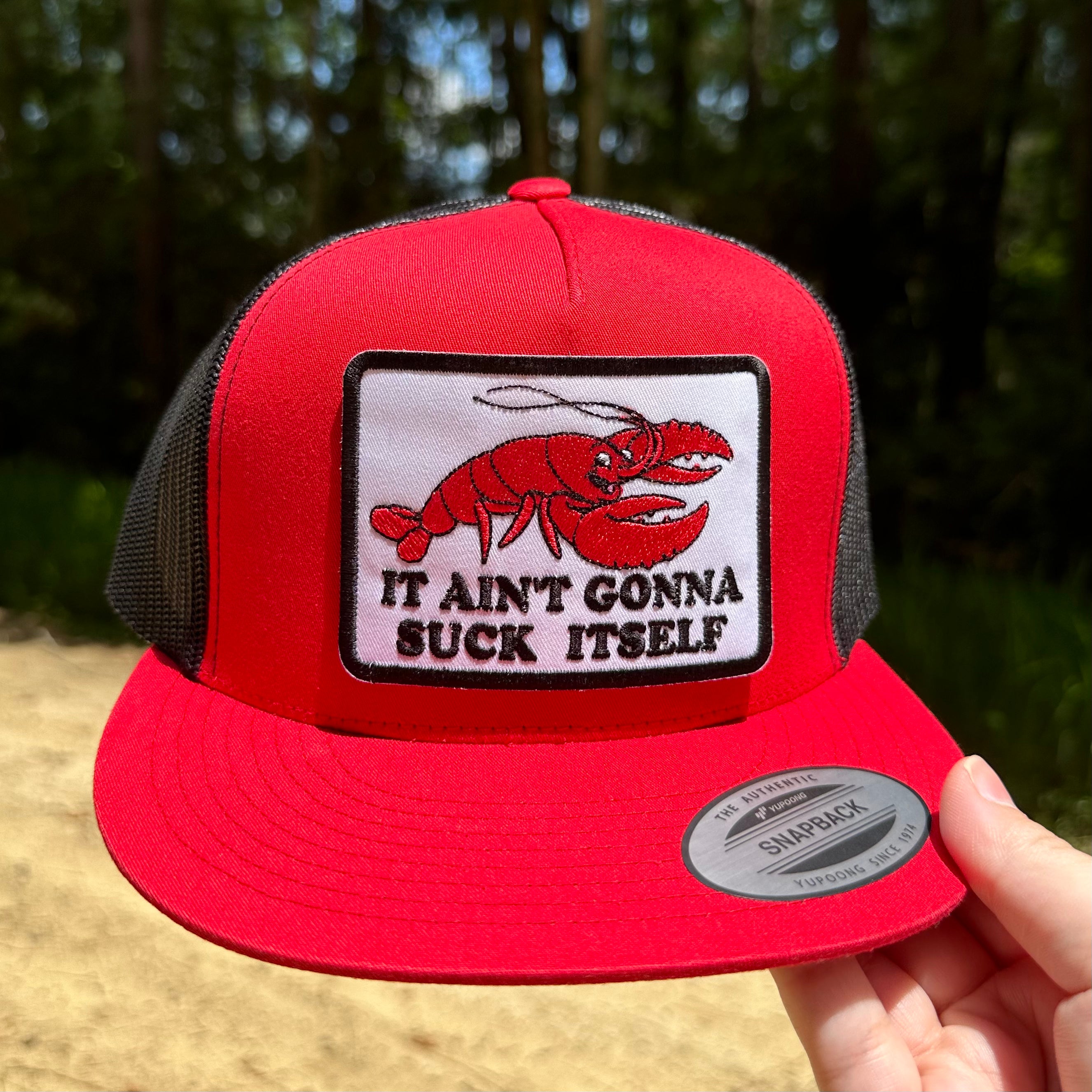 QUICK ORDER It Ain’t Gonna Suck Itself Hat - red/blk 6006 | crawfish patch