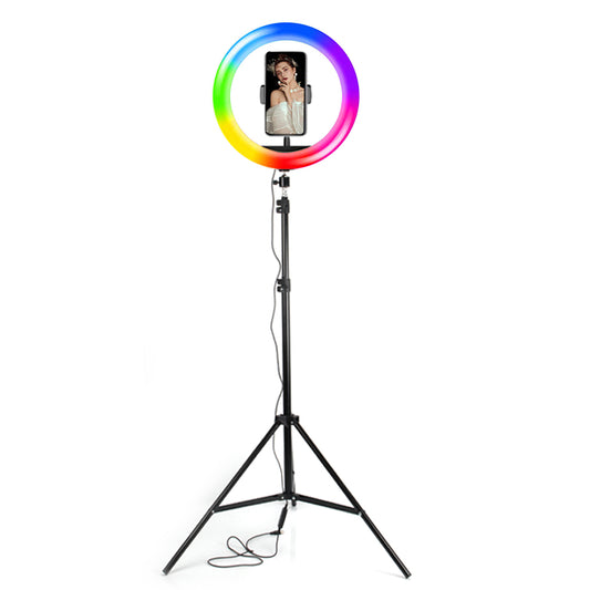 Anillo de luz multicolor LED, aro iluminación fotográfica con soporte para  móvil, videoconferencia, selfie, Tik Tok, maquillaje