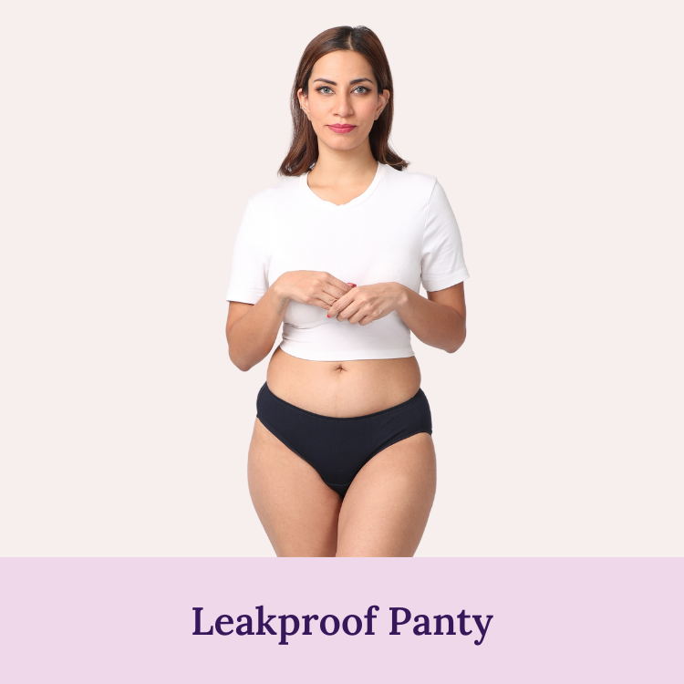 A model women wearing incontinence panty for leakproof protection